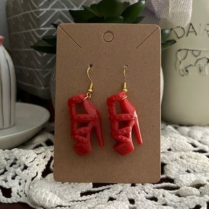 *3 for $20* Red Studded Heeled Sandal Barbie Shoe Earrings